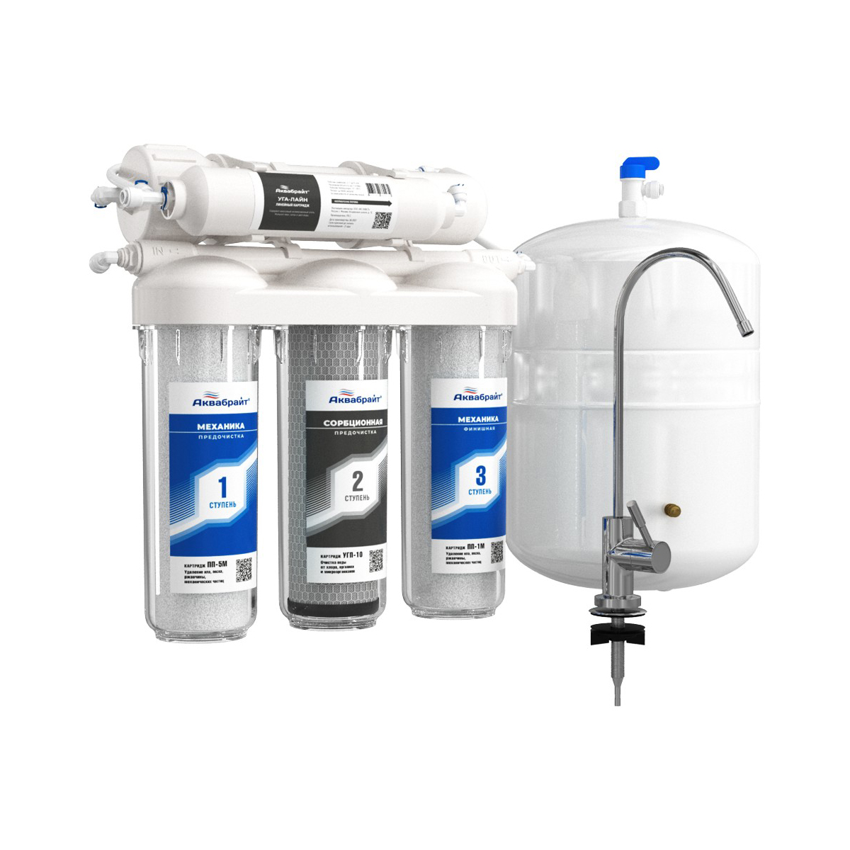 Система очистки воды обратного осмоса абф-осмо-5, 5 ступеней (под  мойку) мембрана "vontron" (1)