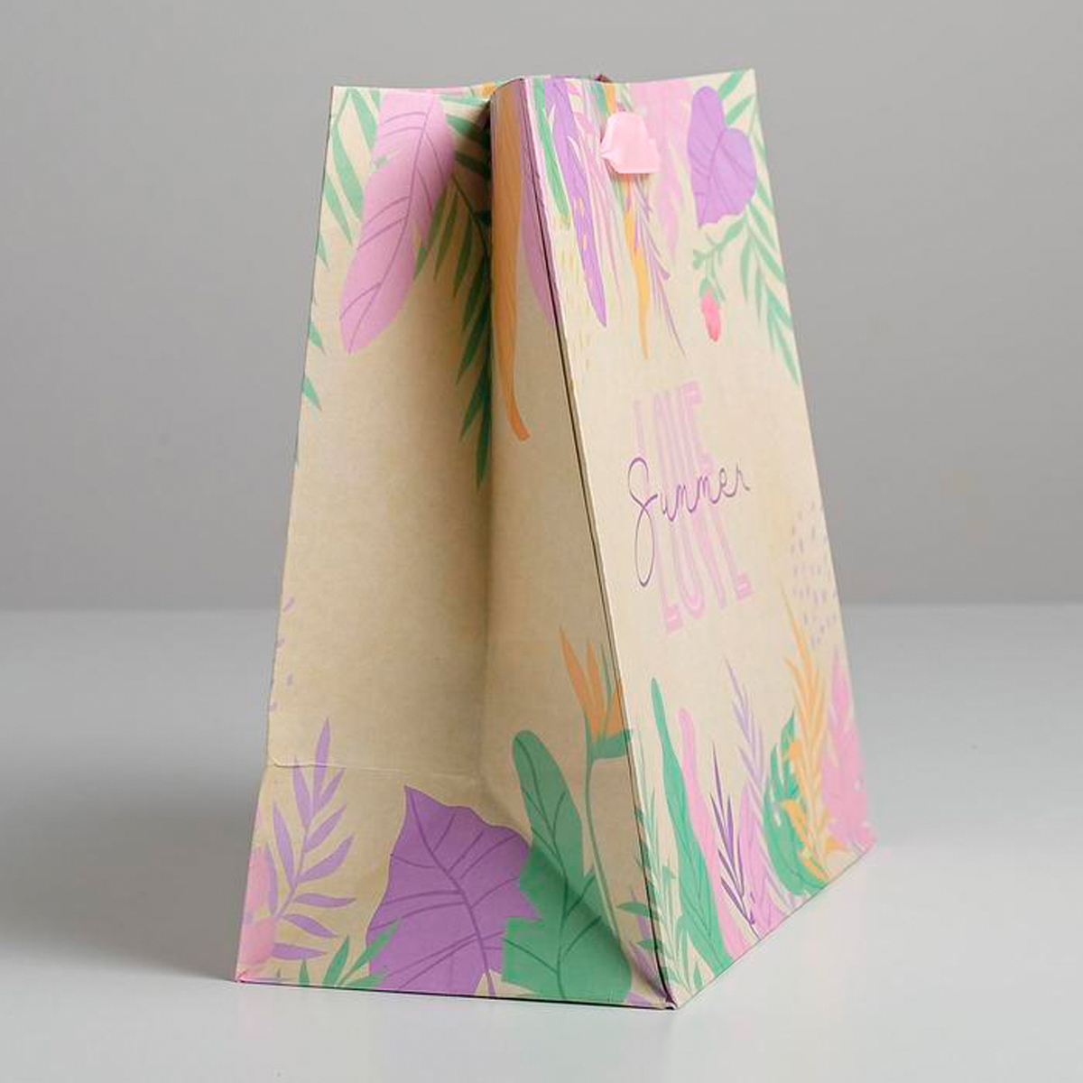 Пакет подарочный крафтовый "summer love" 22*22*11 см (1/3/324) "дарите счастье" 5289007