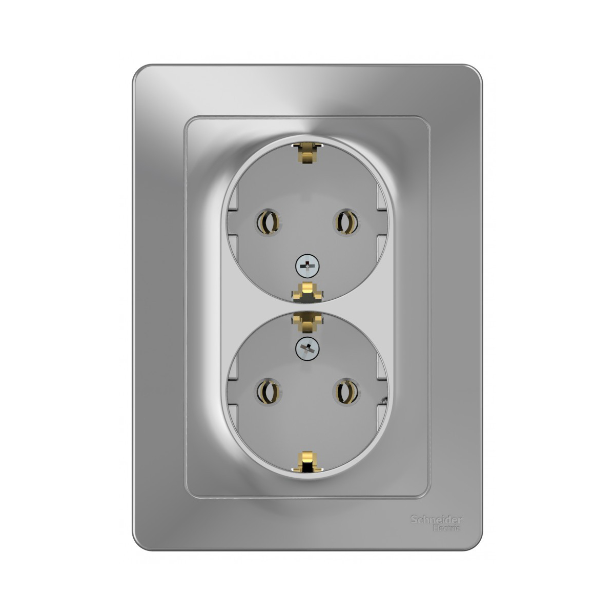 Розетка "blanca" 2-х местн. с заземл. 16а, алюминий (1/6/12) "schneider"