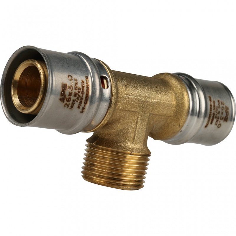 Тройник переходной под пресс 26 х 3/4" х 26 (НР) STOUT для МП труб