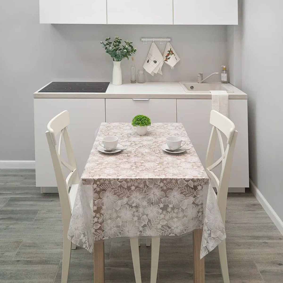 Скатерть пвх "муза" 132*228 см бегония (1/12) 020-white