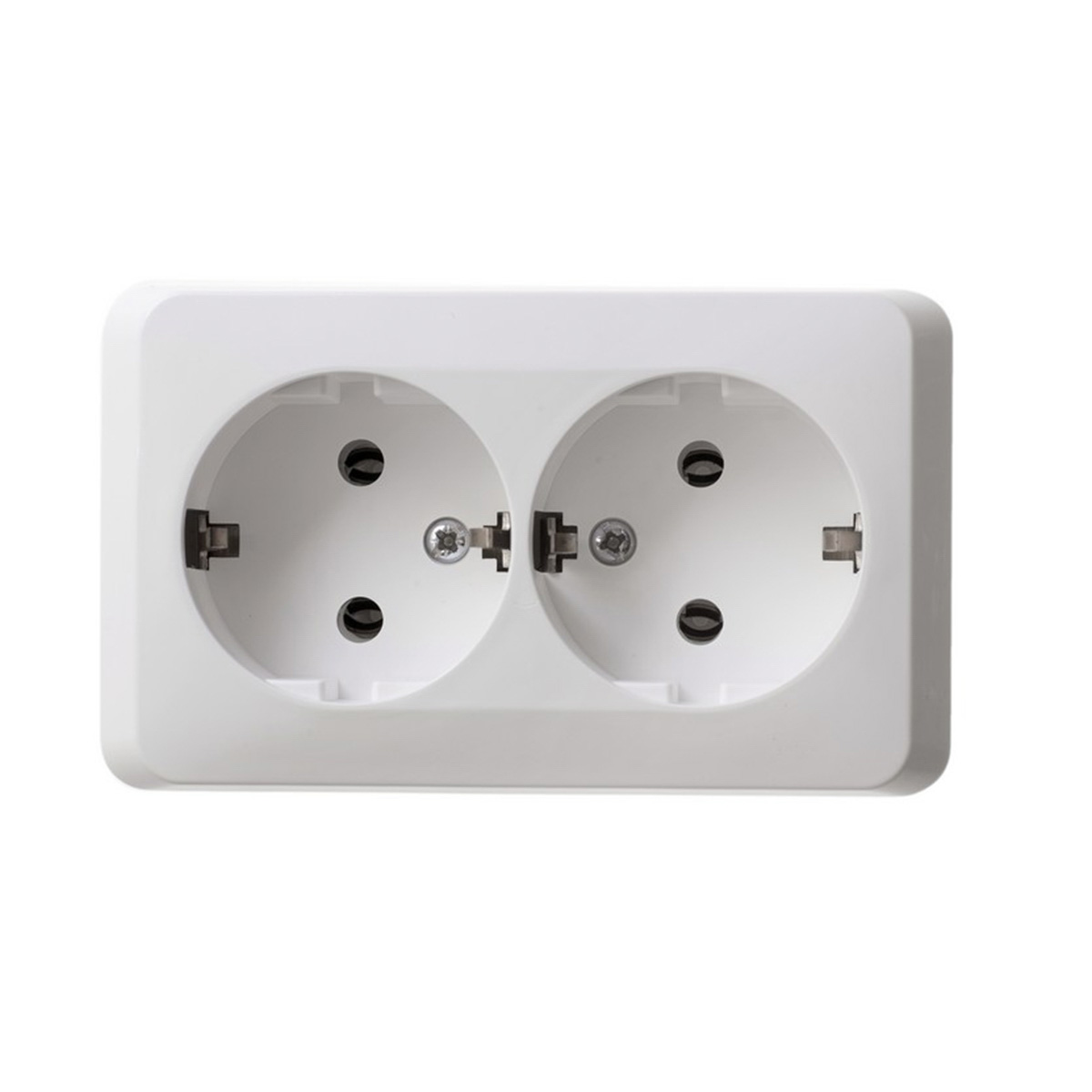 Розетка открыт. уст. "этюд" 2-х местн. с заземл. 16а, бeлый (1/16/96) "schneider"