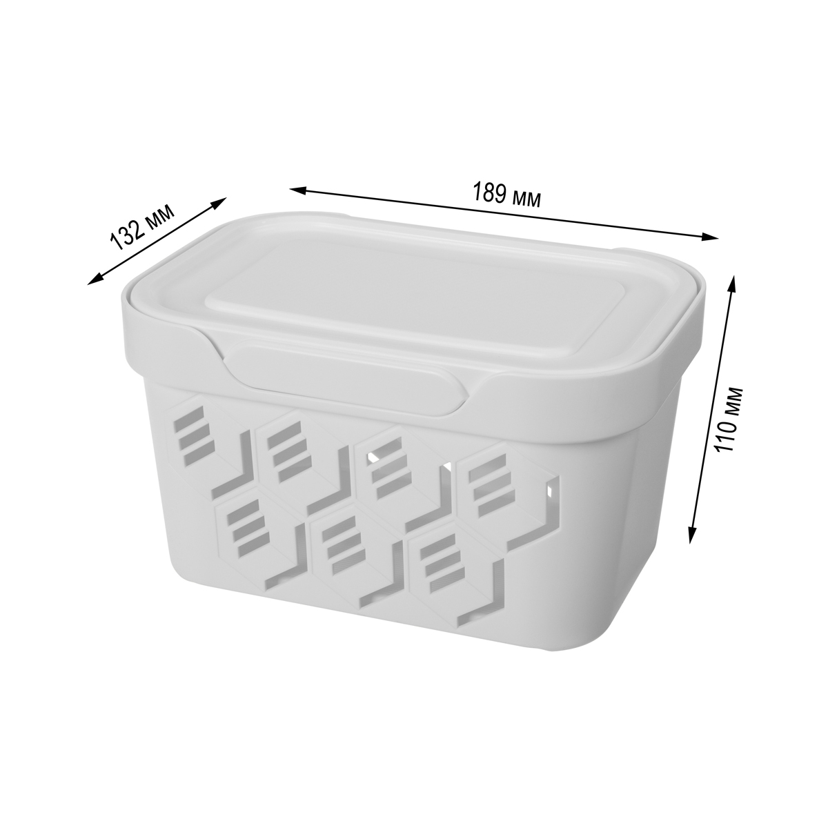 Ящик универс. с крышкой "deluxe" 189*132*110 мм 1,9 л (светло-серый) (1/20) "бытпласт"