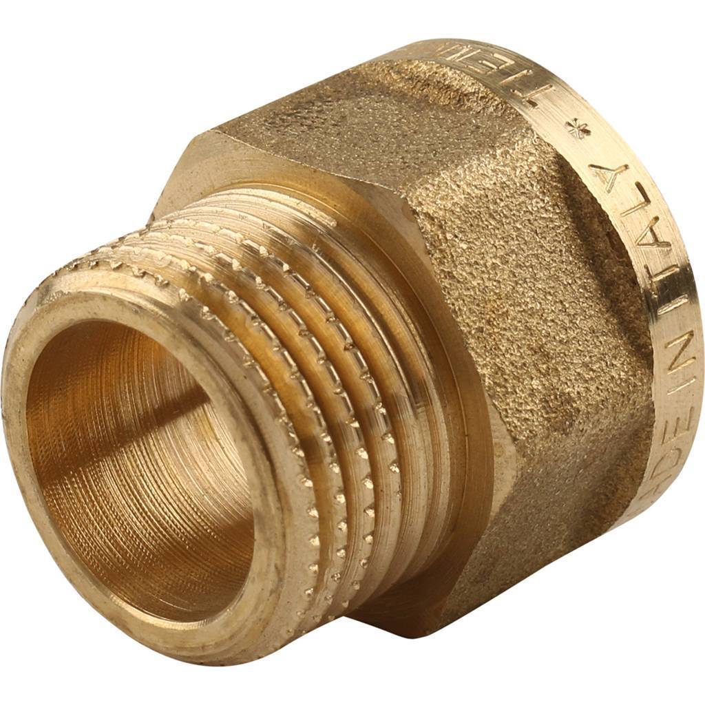 Переходник резьбовой ВН 1/2" x 3/8" латунь TIEMME