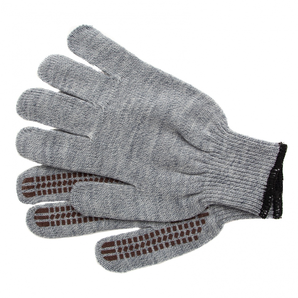 Перчатки трикотажные, акрил, ПВХ гель, "Протектор", серое мулине, оверлок Сибртех (68664)