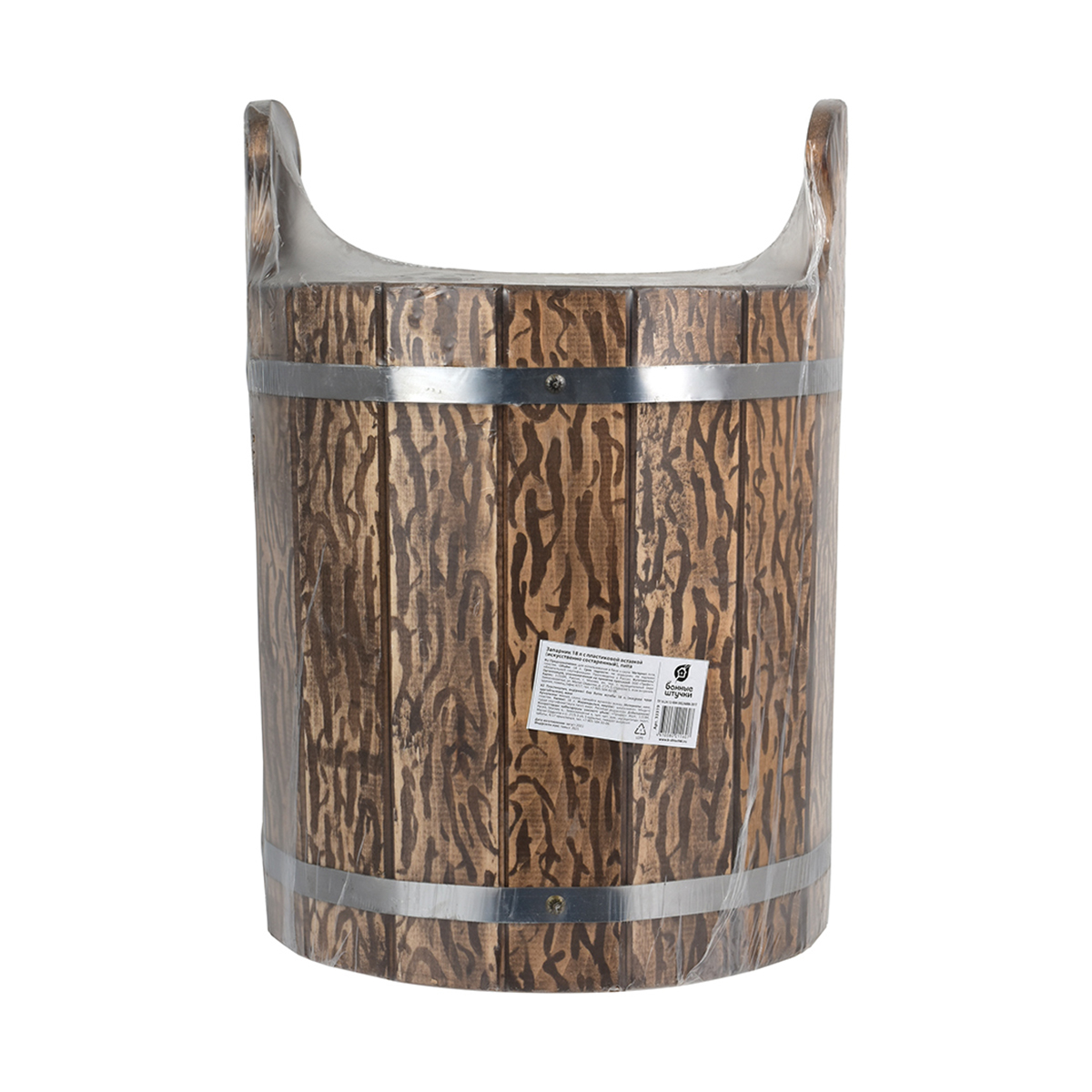 Запарник для бани и сауны 18 л с пластик. вставкой, состаренный, липа (1) "банные штучки" 33319