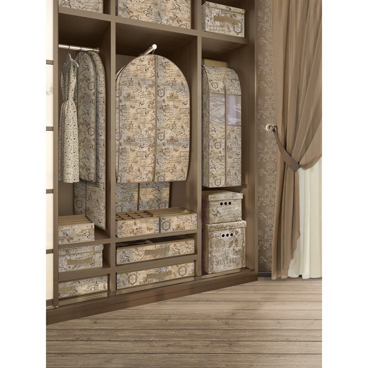 Чехол-кофр для одежды подвесной "vintage" 108*60*30 см (1/24) "valiant" vn-c-108