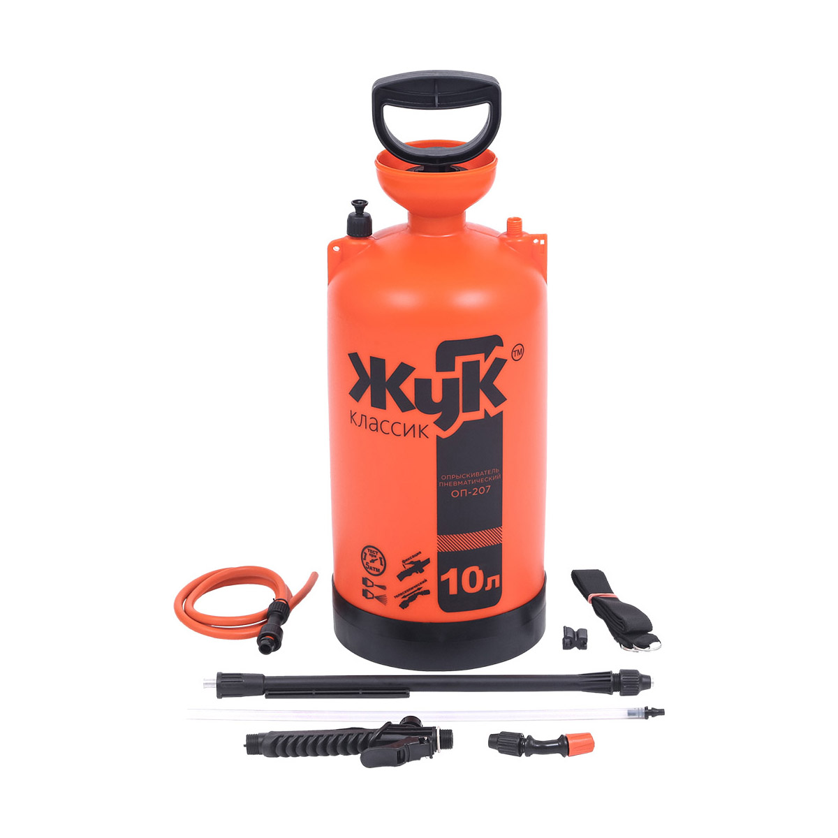 Опрыскиватель "жук" оп-207 10 л (1/6) "классик" (пластм. брандспойт мод. 208)