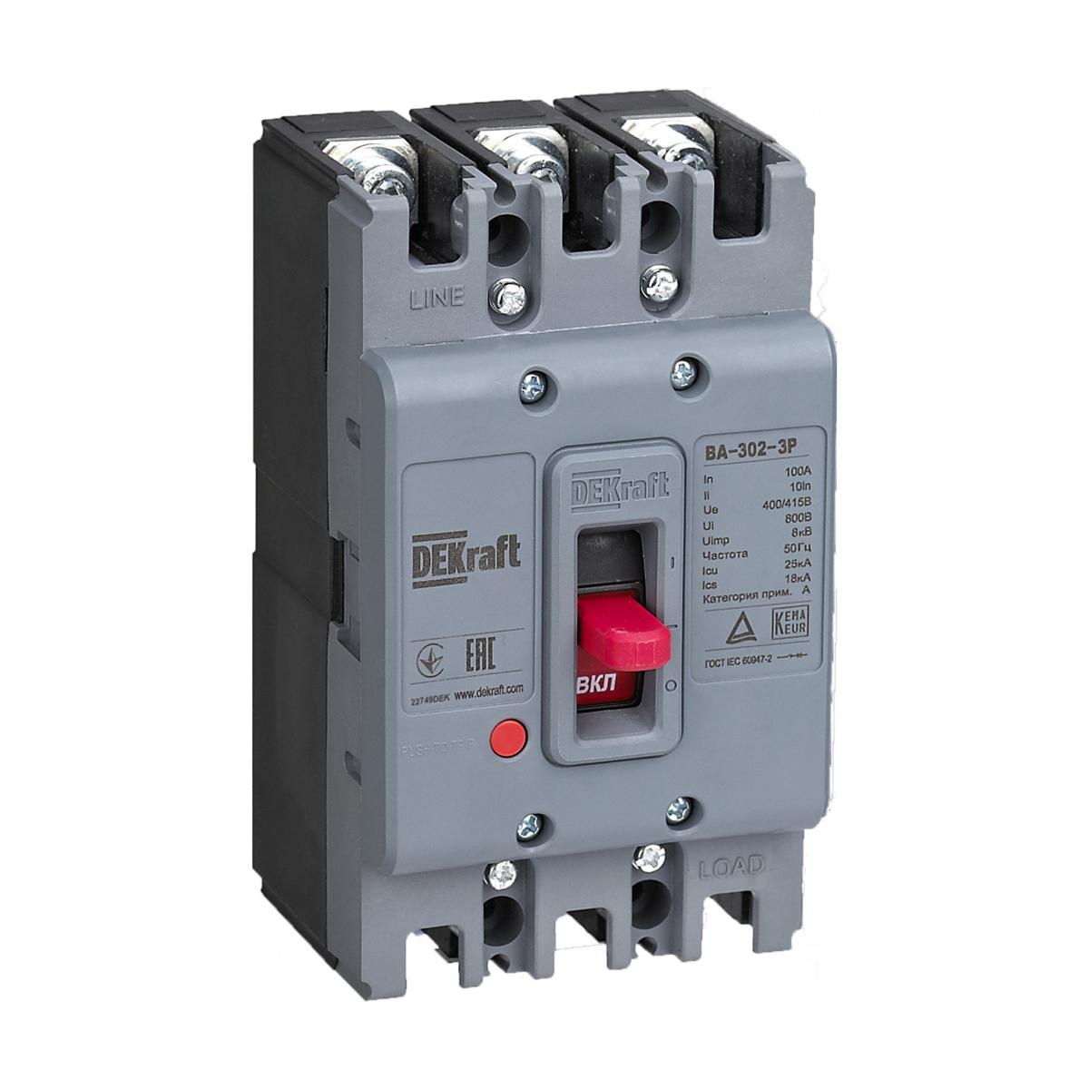 Выключатель автомат. силовой ва-302 3p 40а 25ка (1/24) "dekraft"