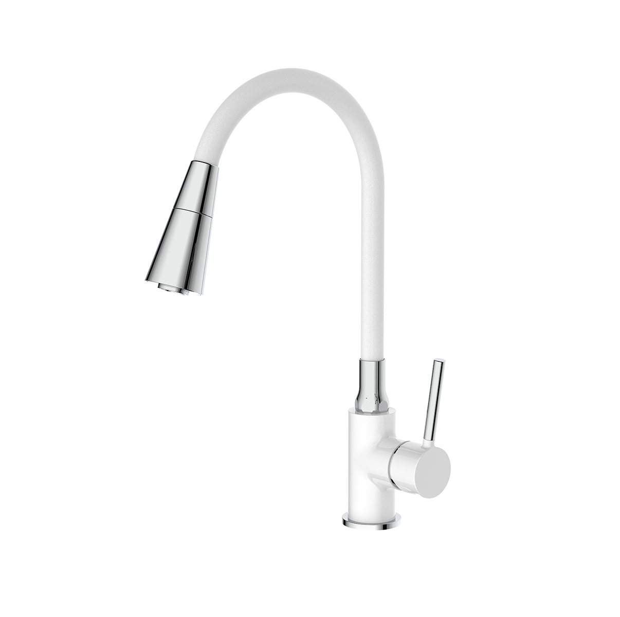 Смеситель для кухни f4044-8 гибкий излив, белый/хром (1/10) "frap"