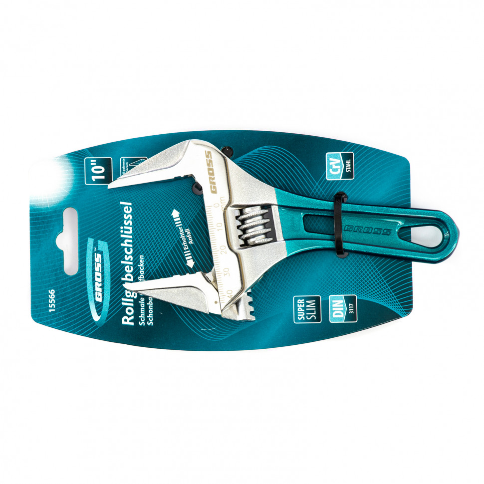 Ключ разводной, 160 мм, CrV, укороченная ручка Gross (15566)