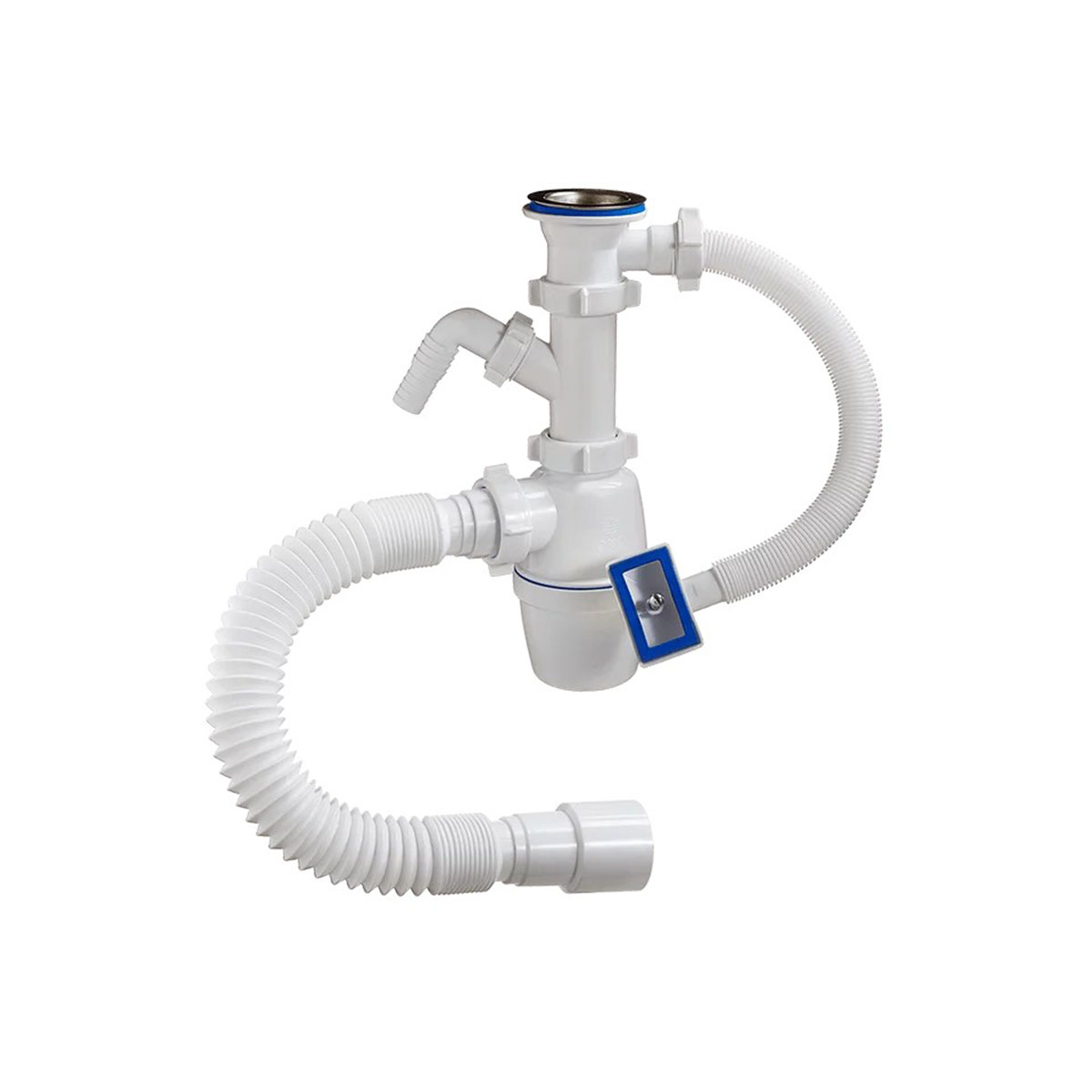 Сифон 1 1/2" х 40 мм с отводом, переливом и гофротрубой (1/25) "orio" а-4010