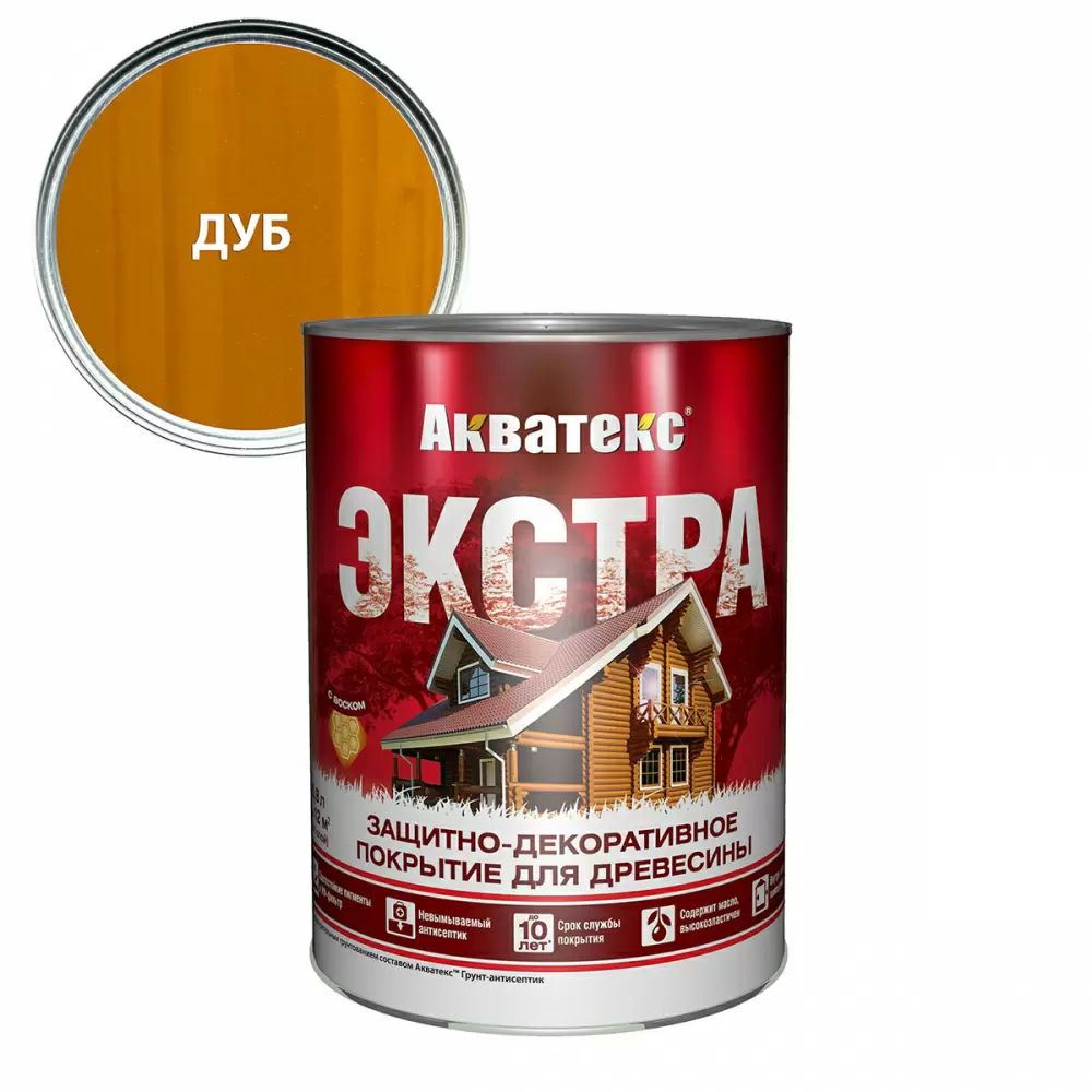 Акватекс-Экстра защитно-декоративное покрытие для древесины алкидное полуглянц, дуб (0,8л) new