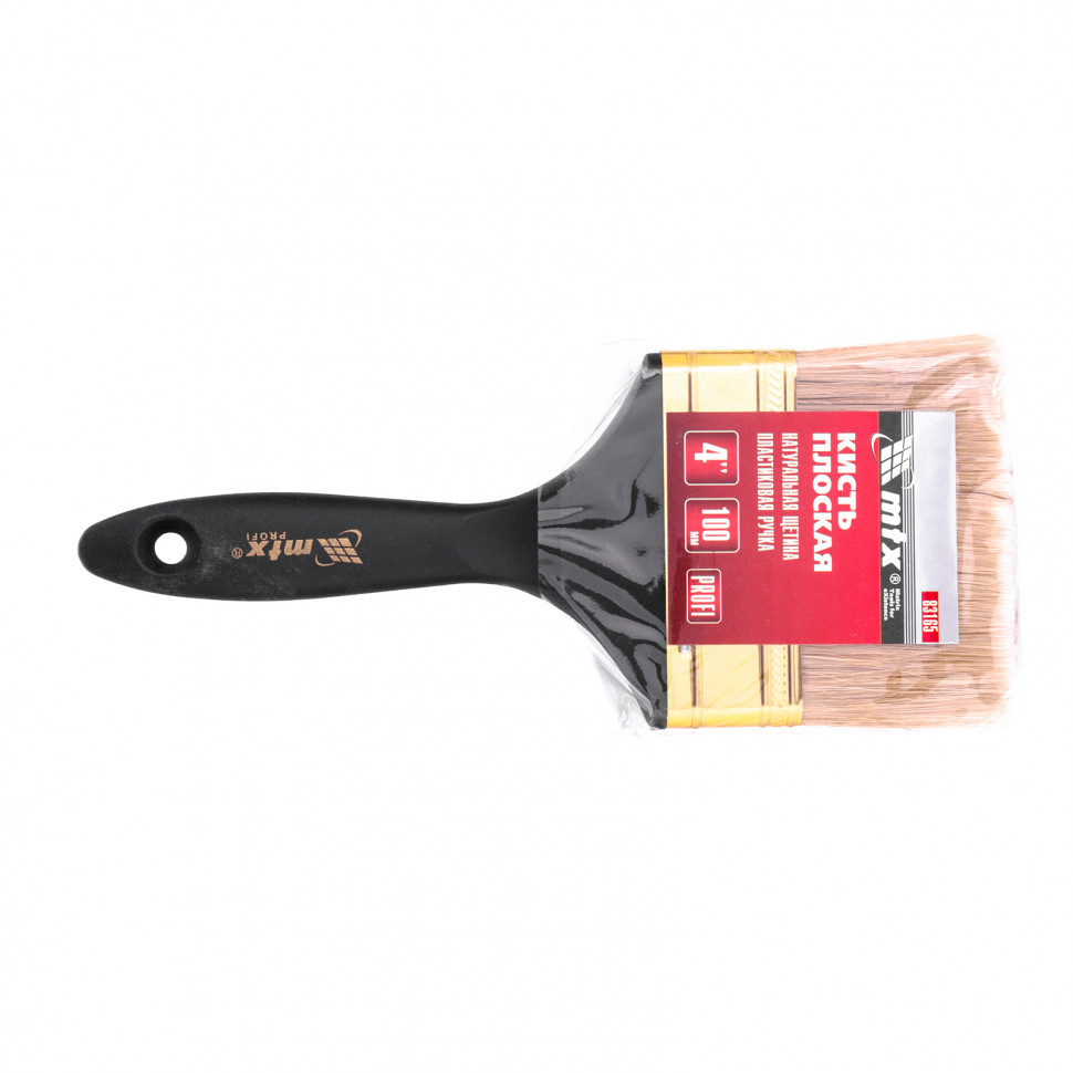 Кисть плоская "Профи" 4", натуральная щетина, пластмассовая ручка MTX (83165)