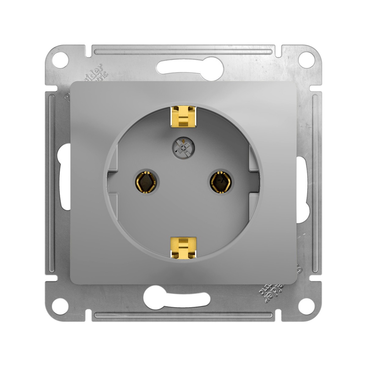 Розетка "glossa" 1 местн. с заземл. (механизм) 16а, алюминий (1/20/160) "schneider"