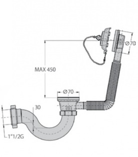 Сифон для ванны универсальный, без гидрозатвора 1"1/2х70мм M0406-0 MIANO