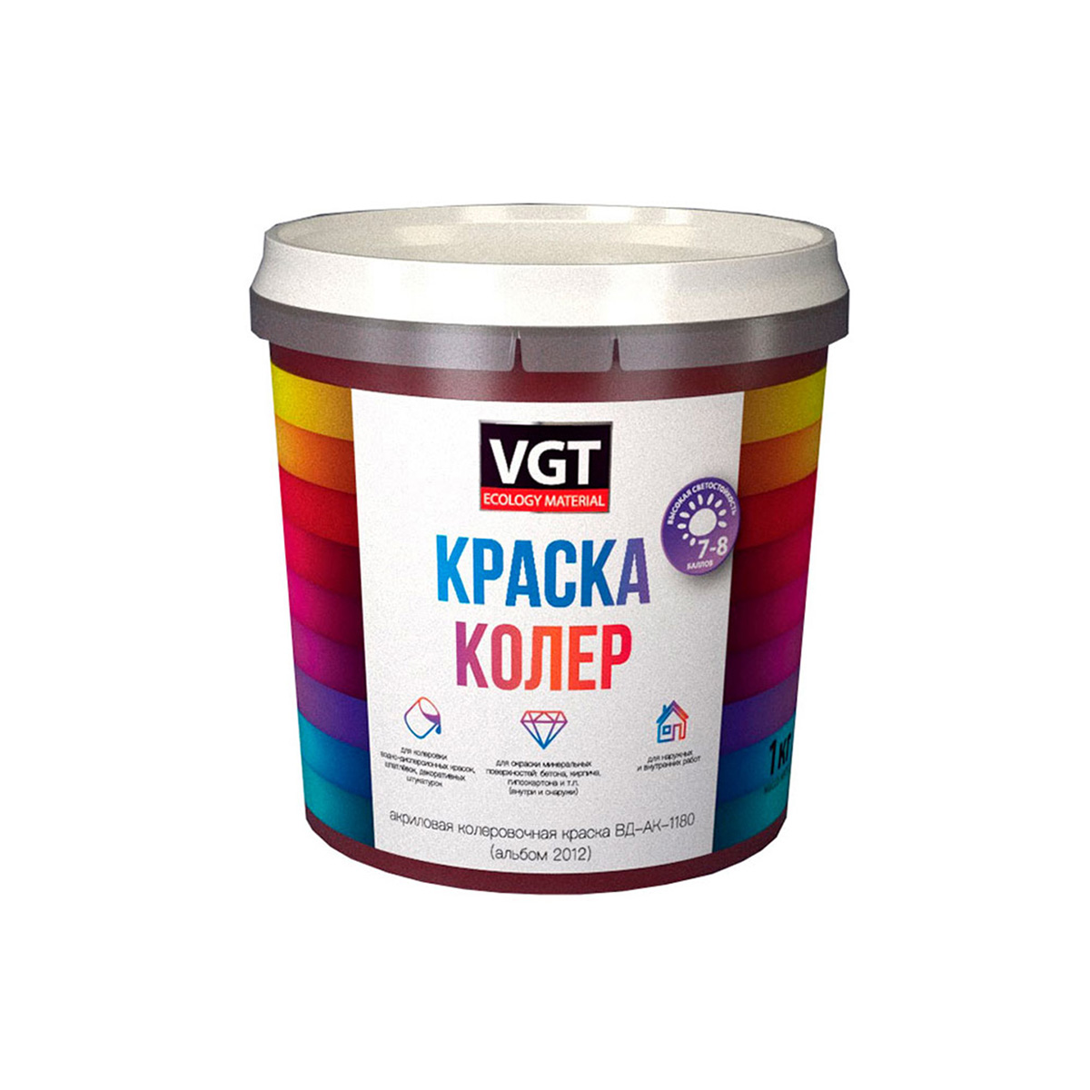 Краска колеровочная вд-ак-1180 бирюзовая 1 кг (6) "вгт"