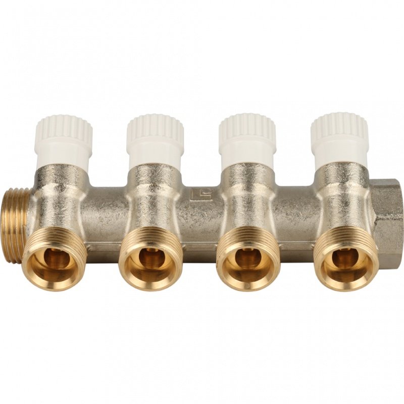 Коллектор 1" STOUT с вентилями на 4 выхода 3/4"ЕК