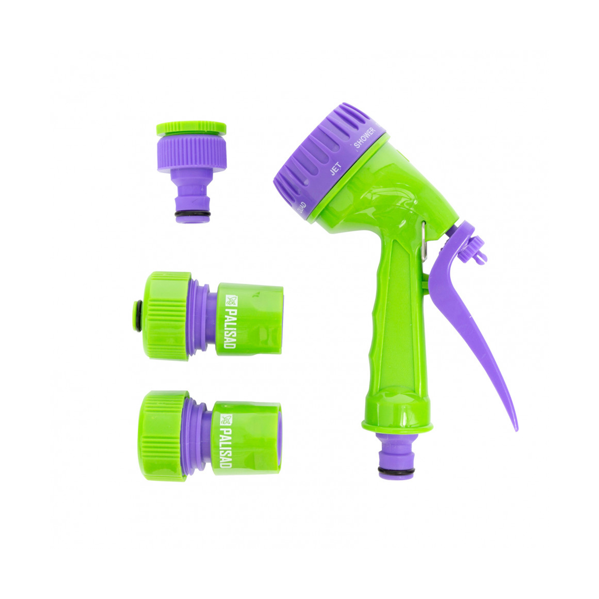 Набор для подключ. шланга 3/4" (пистолет-распылит.7 реж.,адаптер,соединитель 2 шт.) (1/60) "palisad"