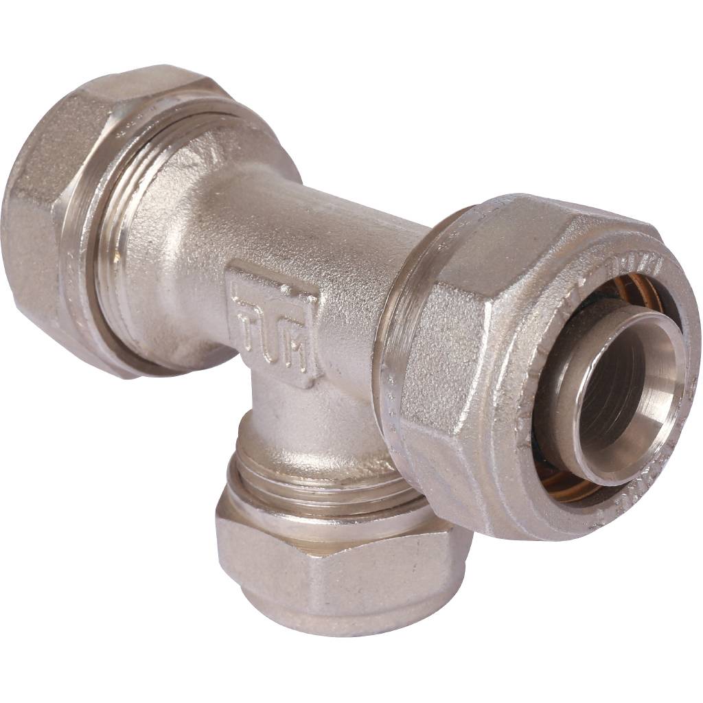 Тройник редукционный 26 x 20 x 26 под обжим TIEMME для металлопластиковых труб