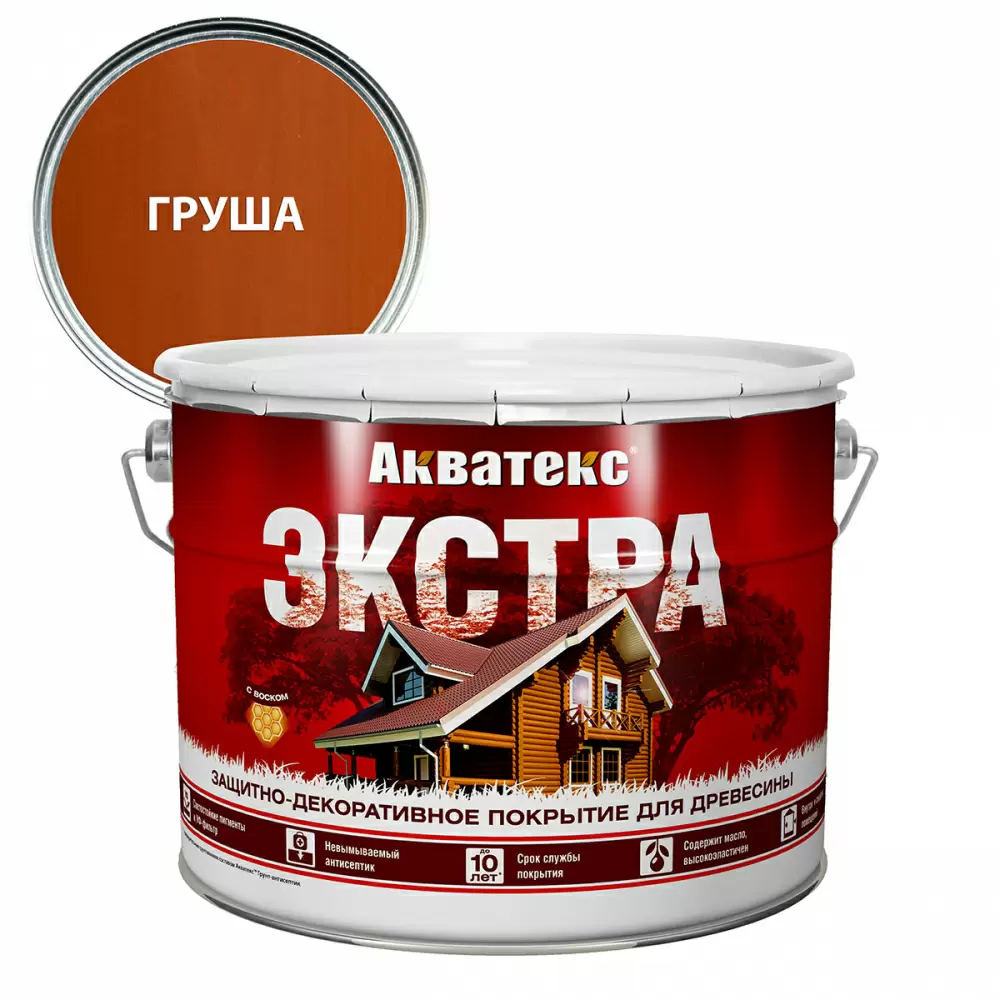 Акватекс-Экстра защитно-декоративное покрытие для древесины алкидное полуглянц, груша (9л) new
