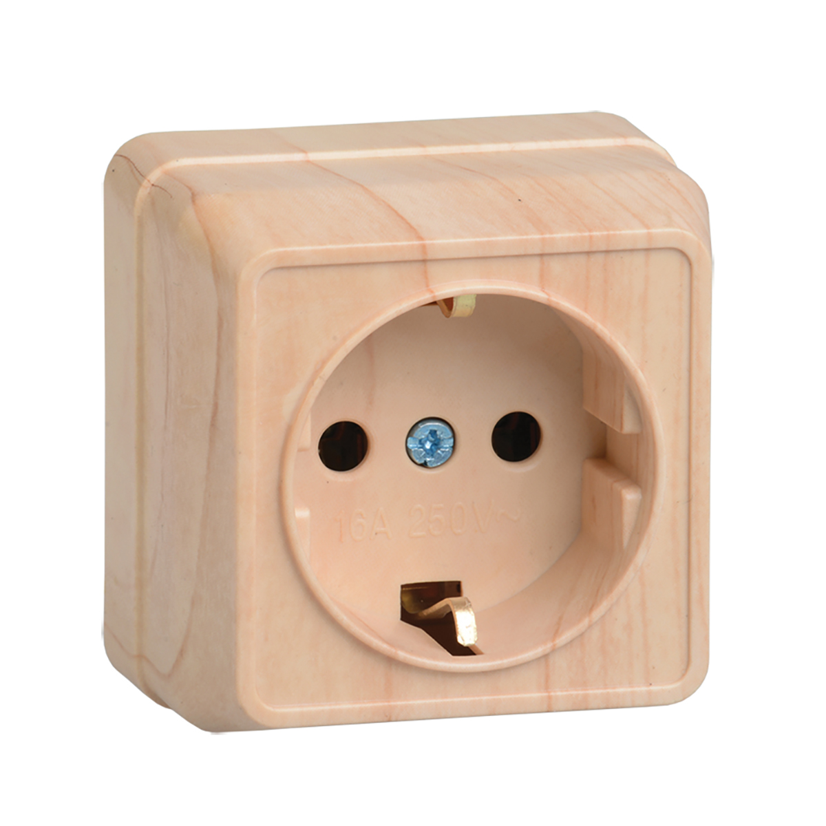 Розетка открыт. уст. "октава" 1 местн. с заземл. рс20-3-ос, 16а, сосна (1/30/360) "iek"