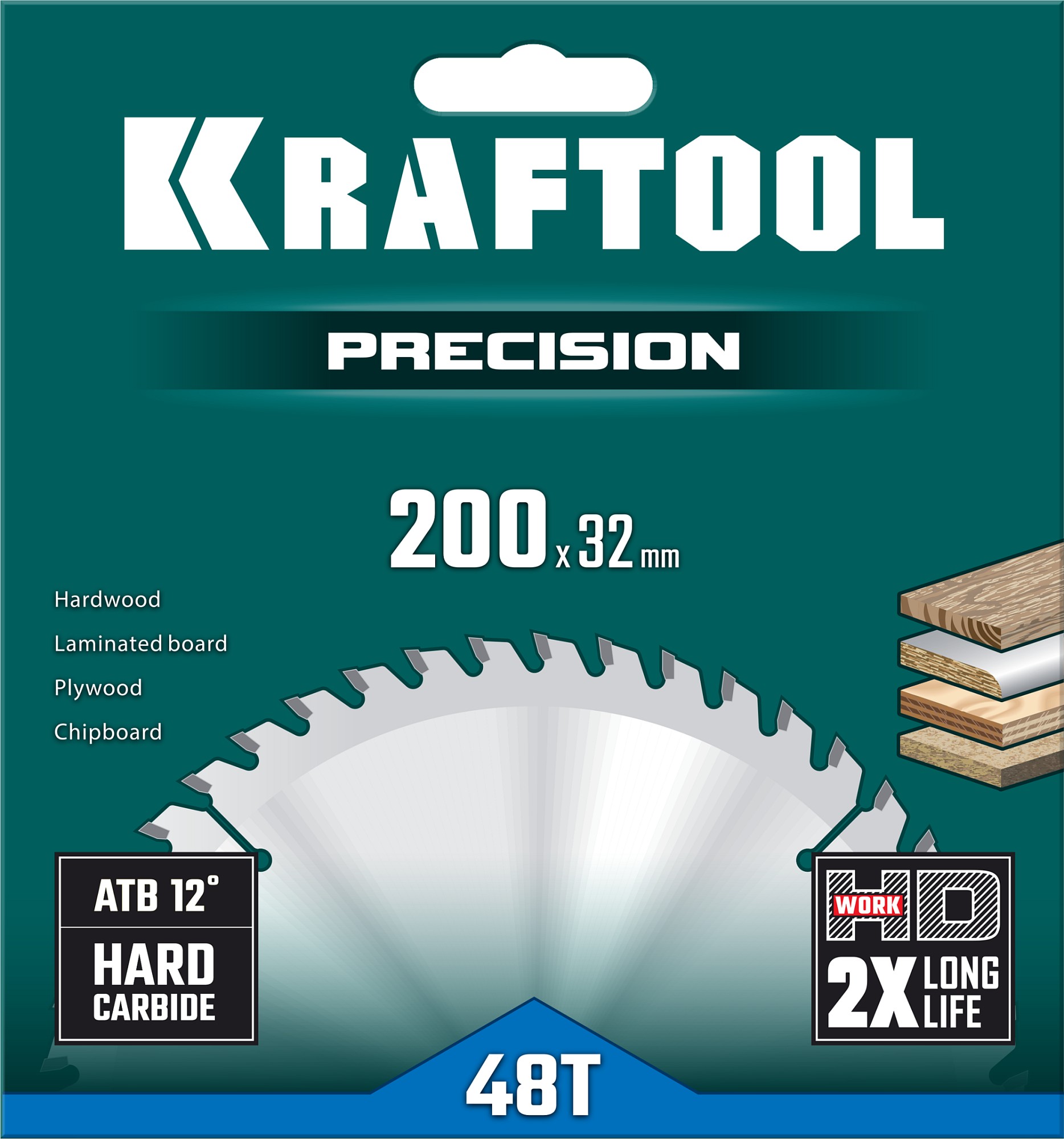 KRAFTOOL Precision, 200 х 32 мм, 48Т, пильный диск по дереву (36952-200-32)