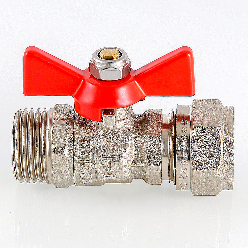 Кран шаровый VALTEC бабочка обжим НР редуцированный 16 х 1/2"