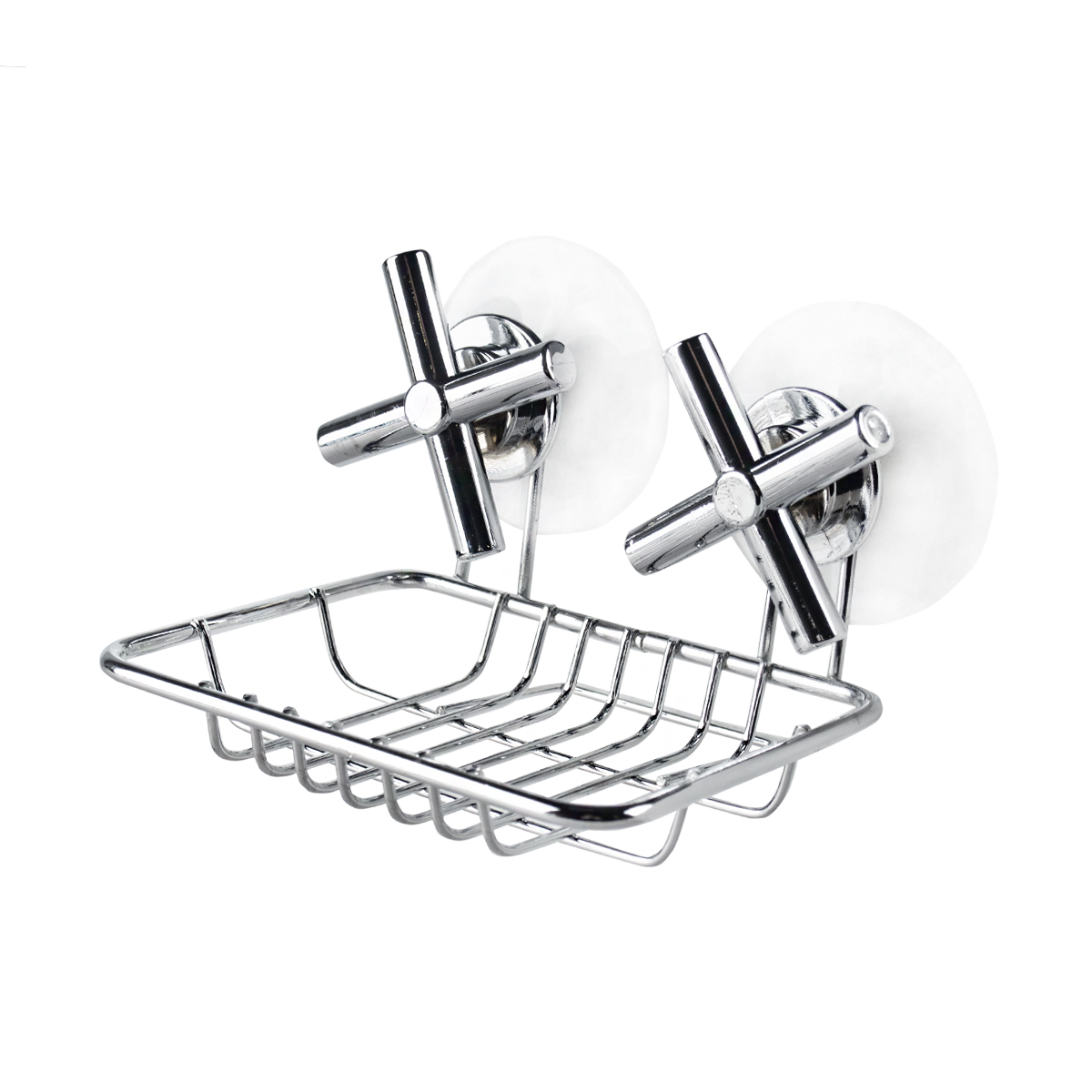 Мыльница на присосках прямоуг. 12,5*10*8,5 см хром. (1/12) "рыжий кот" cross-ch-02