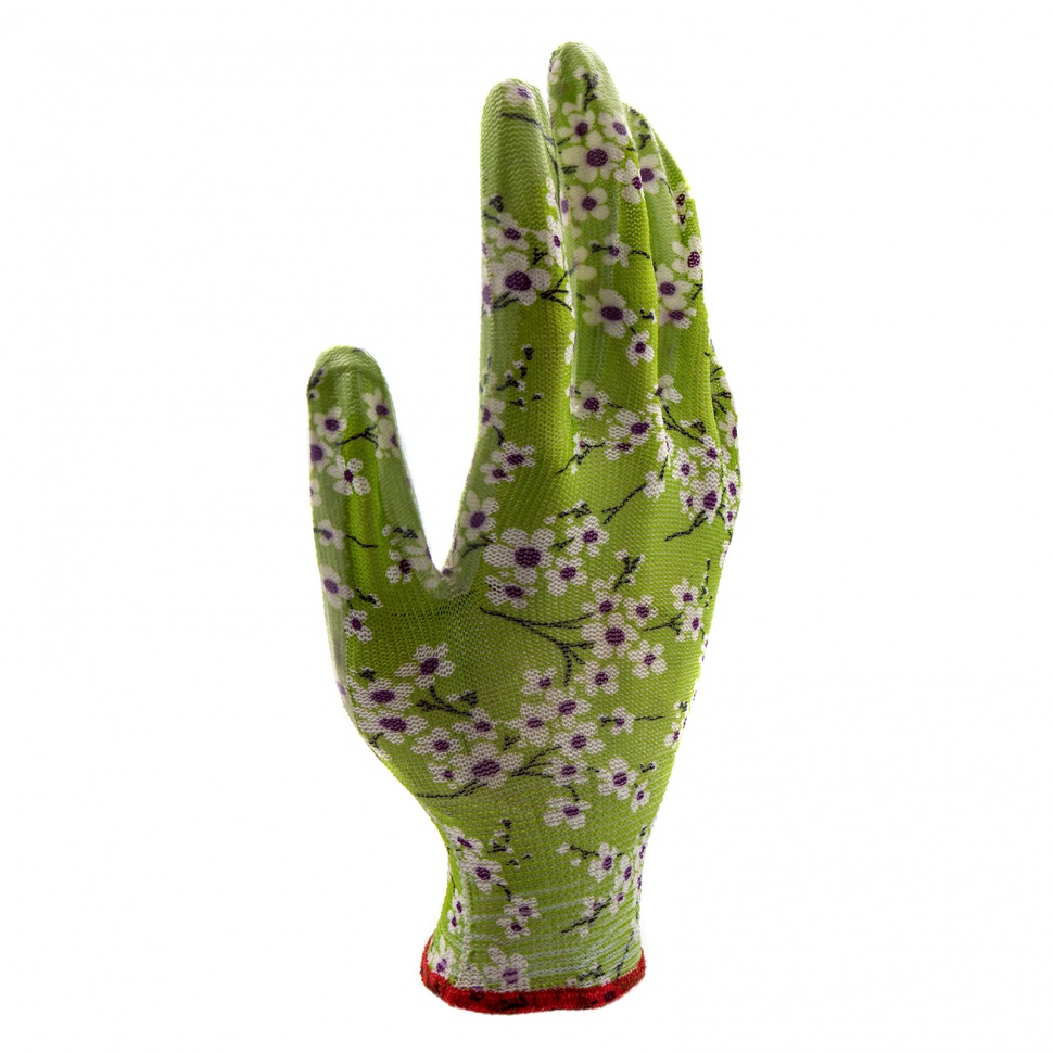 Перчатки садовые из полиэстера с нитрильным обливом, MIX цветов, M Palisad (67864)