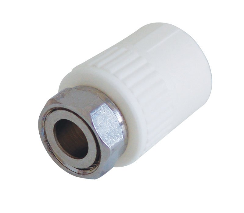 Муфта комбинированная KALDE 25 х 3/4" с накидной гайкой PP белая
