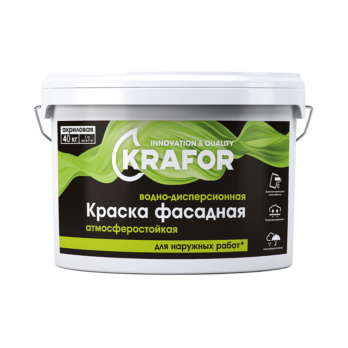 Краска в/д фасадная  40 кг (1) "krafor" (салат.)