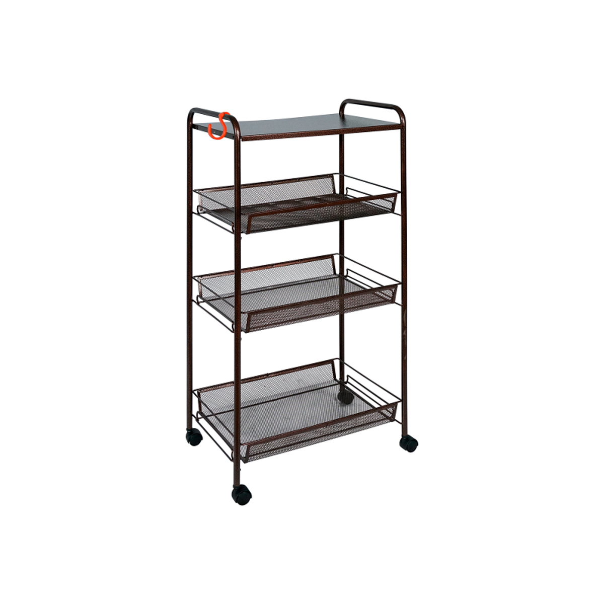 Этажерка "ладья 34кс" 3 корзины + полка (450*300*800 мм) на колесах, медный антик (1) э 357 м