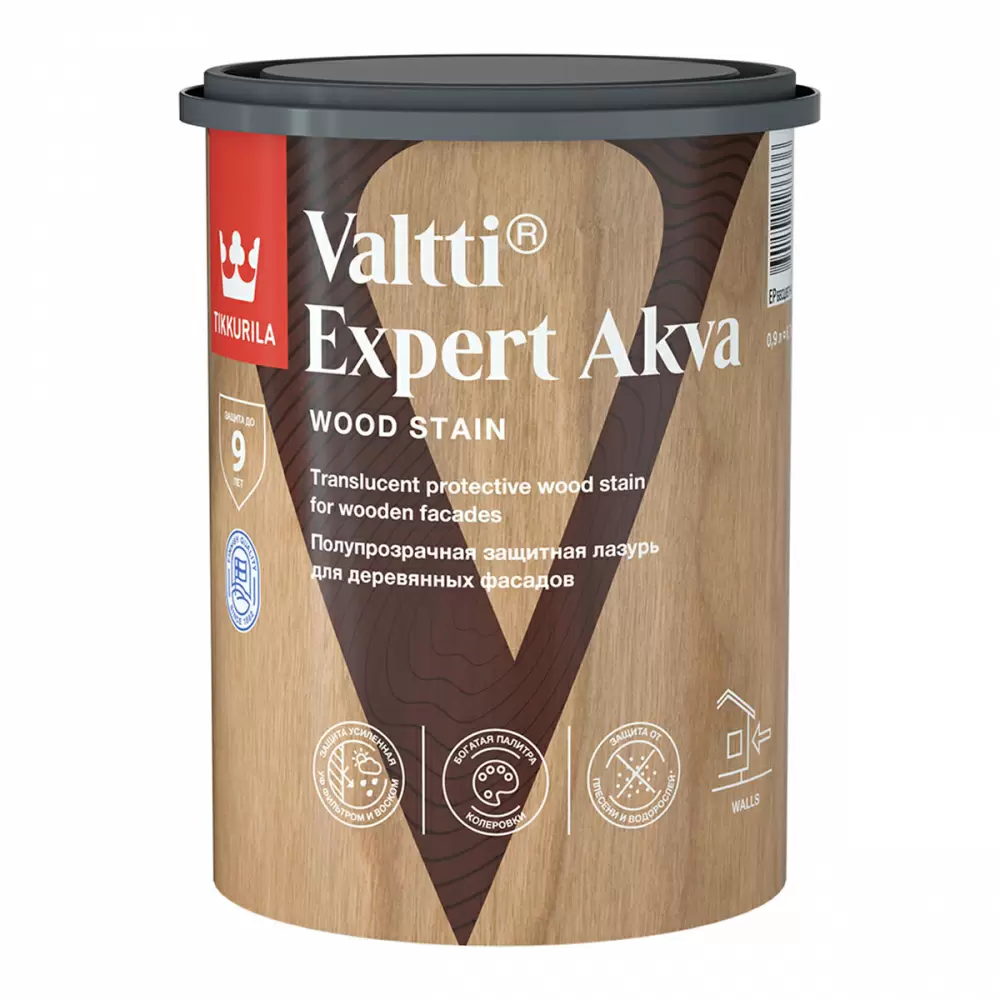 TIKKURILA VALTTI EXPERT AKVA лазурь высокоэффективная защитная, полуматовая, сосна (0,9л)