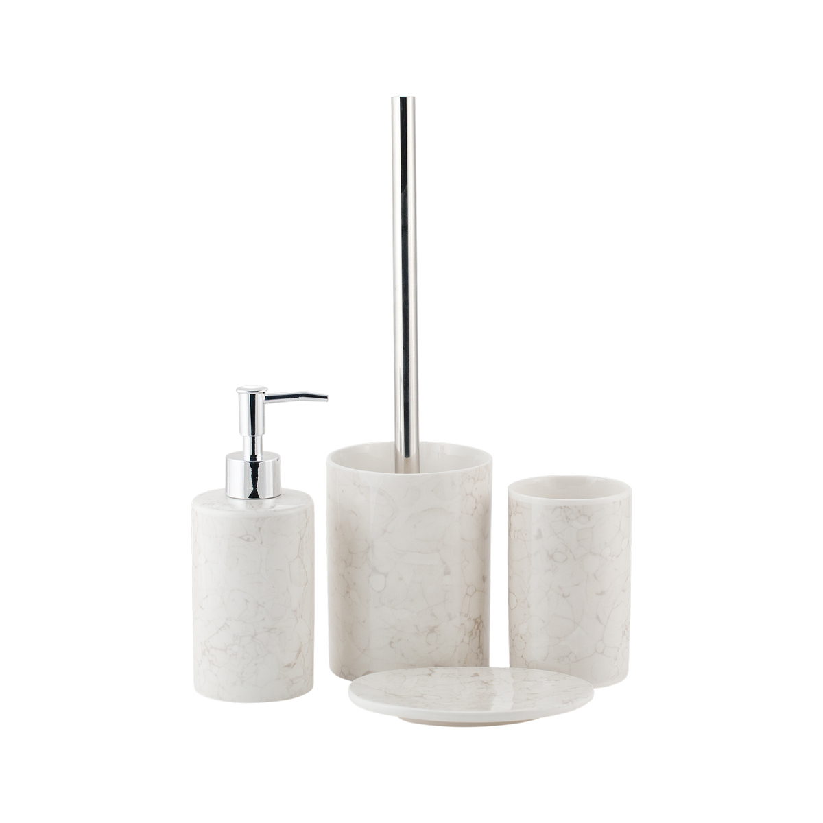 Туалетный набор "marmo" ерш с подставкой, керамика (белый) (1/6) "swensa" swtk-2900e