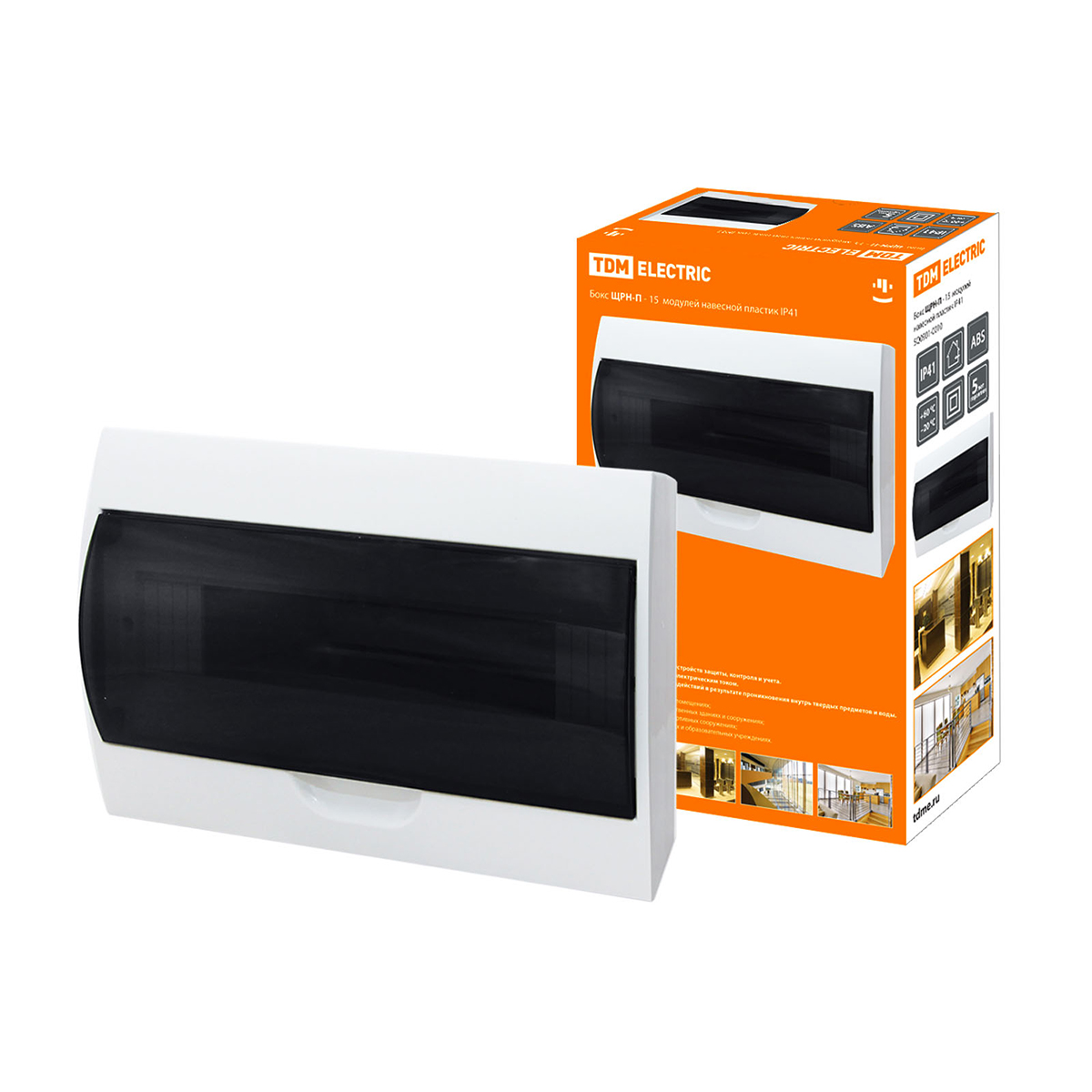 Щиток распределительный навесной щрн-п 15 модулей, пластик ip41 (1/15) tdm sq0901-0010