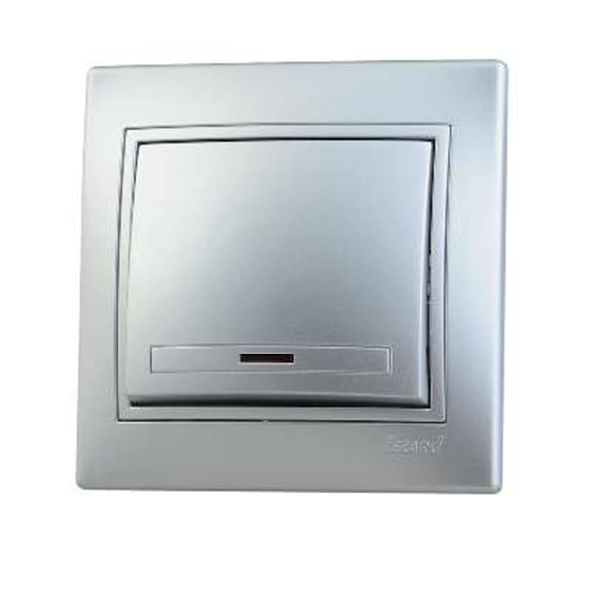 Выключатель "mira" 1 кл. с индикатором, серый металлик (1/10/120) "lezard" 701-1010-111