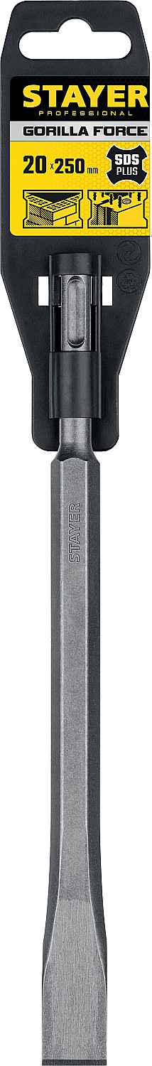 STAYER Gorilla Force, 20 х 250 мм, SDS-Plus, плоское зубило, Professional (29351-00-250)