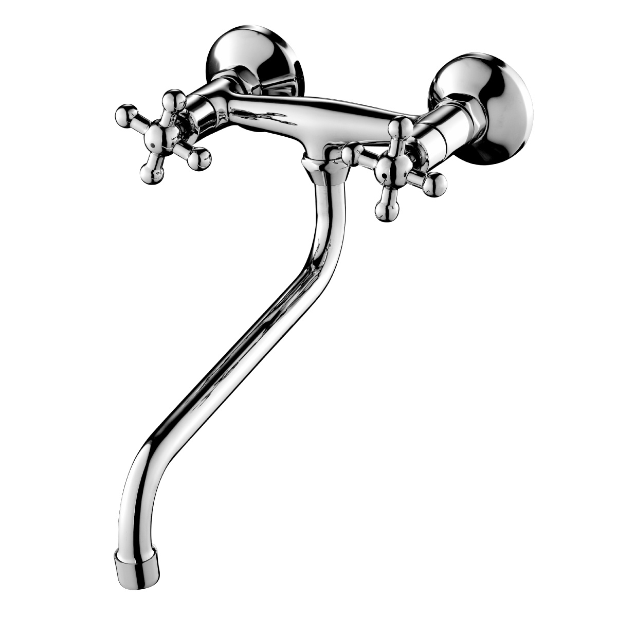 Смеситель для кухни (настенный) g02-74  длинный поворот. излив, двухвентильный (1/12) "rossinka"