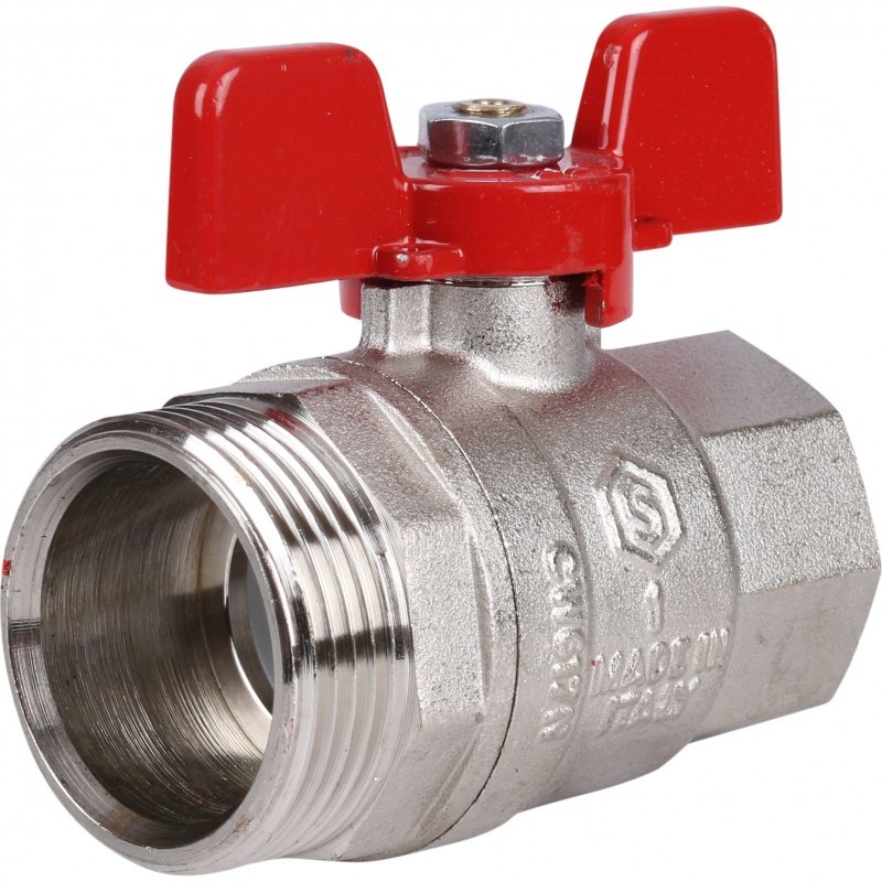 Кран шаровый STOUT ВН 1" с американкой бабочка красная