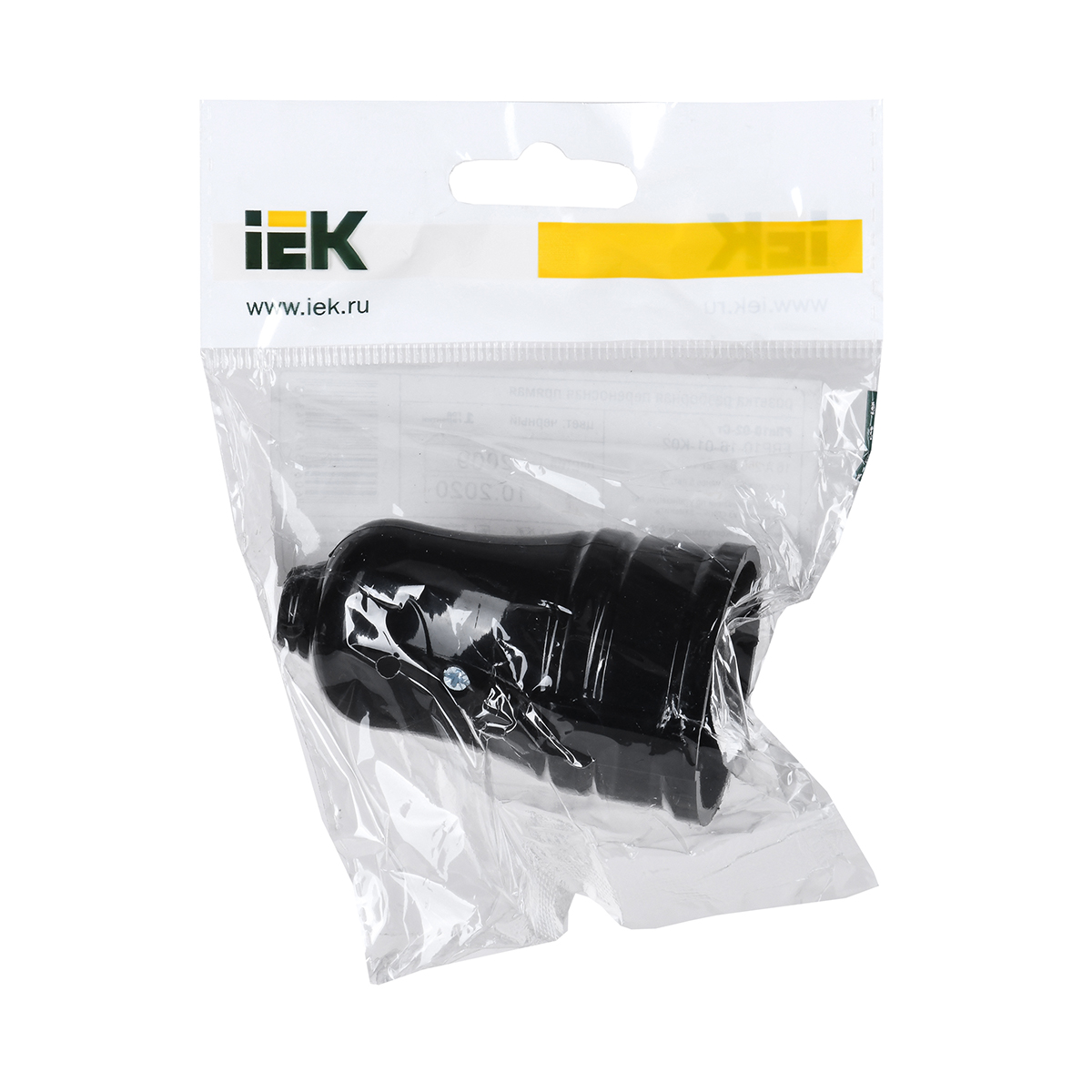 Розетка разборная прямая с заземл. рпп10-02-ст 16а, черный (1/40/480) "iek"