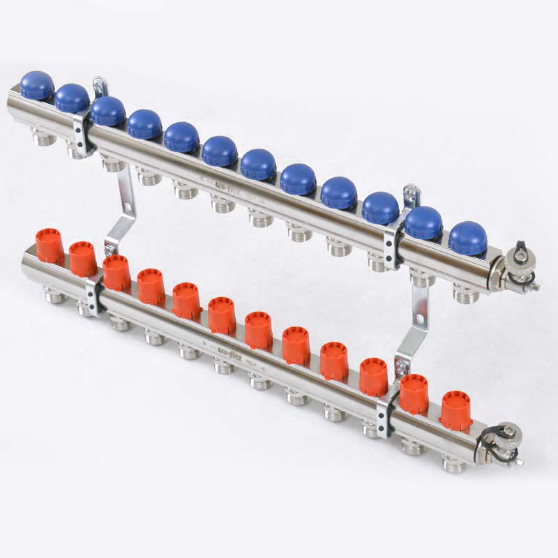 Колл. группа UNI-FITT 1"x3/4" ЕК 12 выходов с регулировочными и термостатическими вентилями