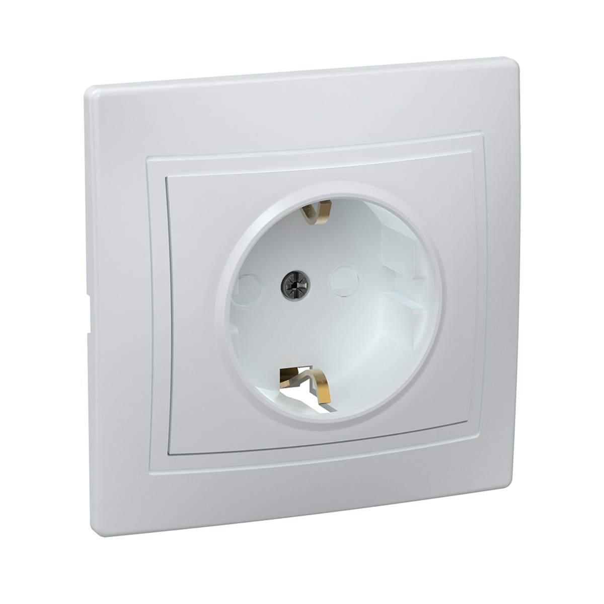 Розетка "кварта" 1 местн. с заземл, с шторк. рсш10-3-кб, 16а (керам.) белый (1/10/200) "iek"