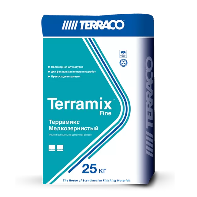 Terraco Terramix Fine / Террако Террамикс штукатурка цементная, белая