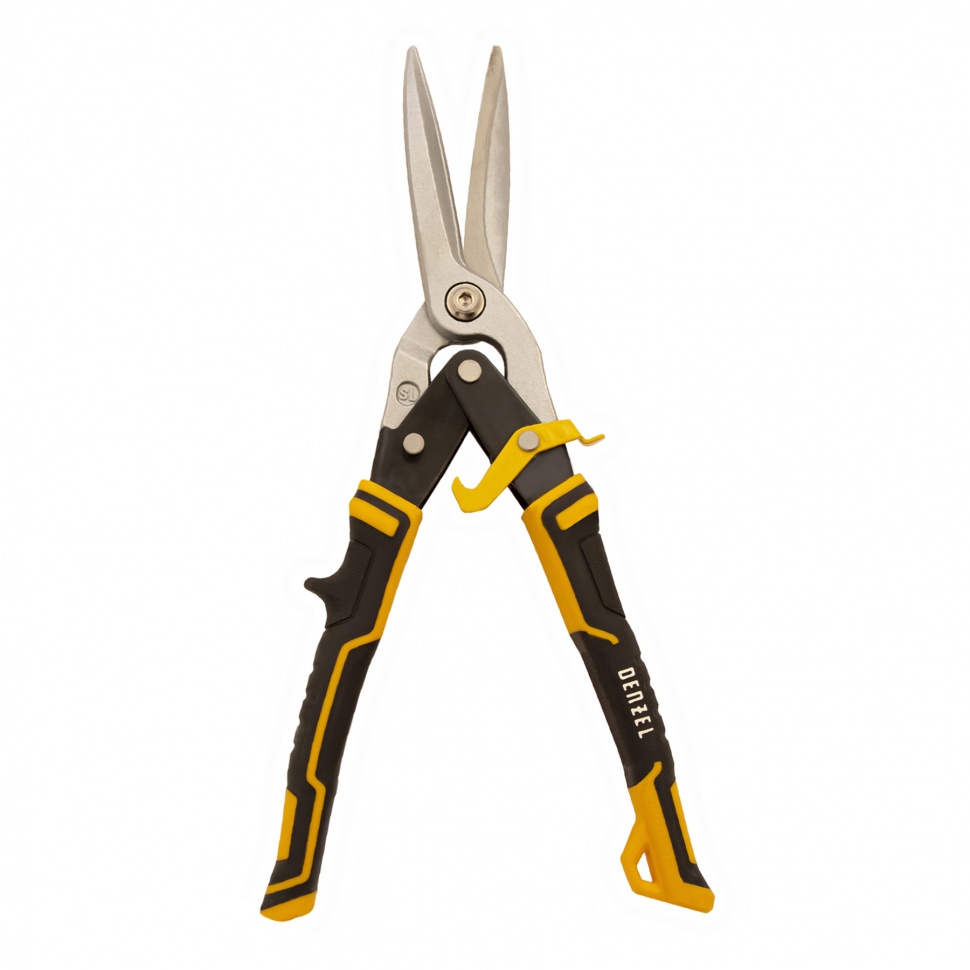 Ножницы по металлу, 315 мм, прямой проходной рез, сталь-CrMo, трехкомпонентные рукоятки Denzel (78373)