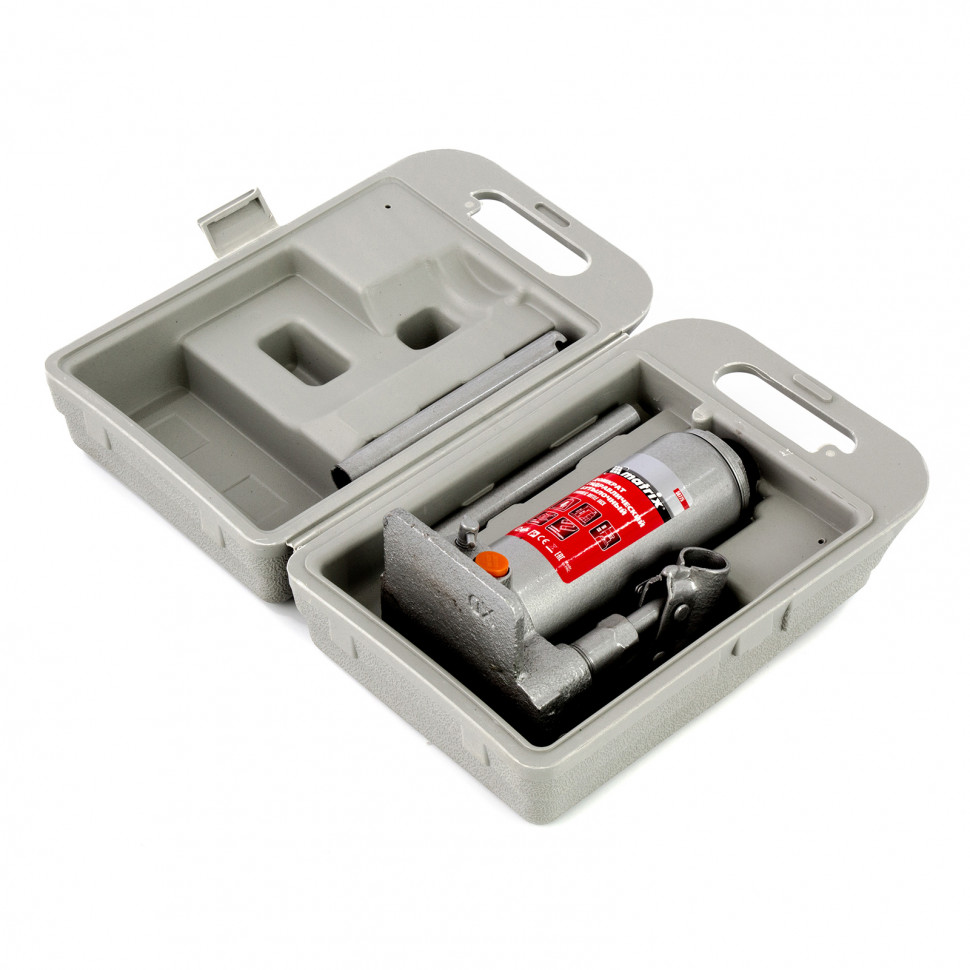 Домкрат гидравлический бутылочный, 4 т, h подъема 194-372 мм, в пластиковом кейсе Matrix (50775)