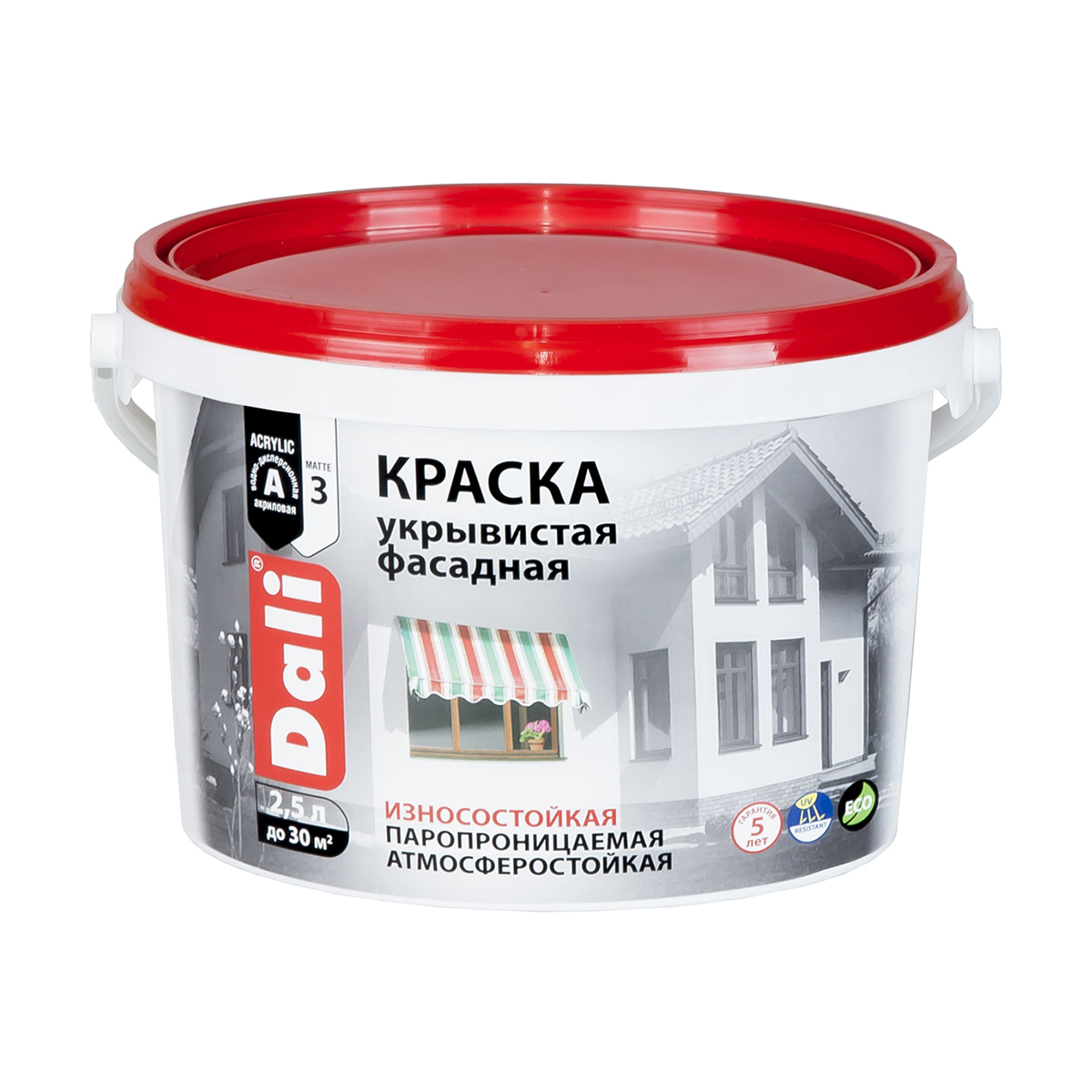 Краска "dali" фасадная матовая укрывистая  2,5 л (1) "рогнеда"