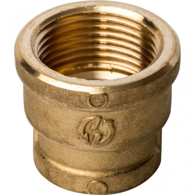 Муфта резьбовая переходная 3/4" x 1/2" ВР латунь STOUT