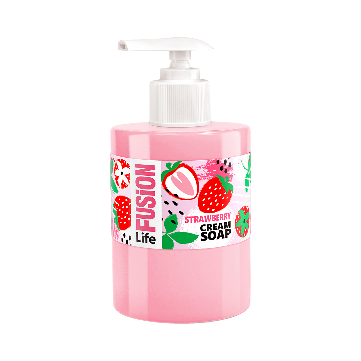 Жидкое крем-мыло "клубника" 300 мл (1/12) "life fusion"