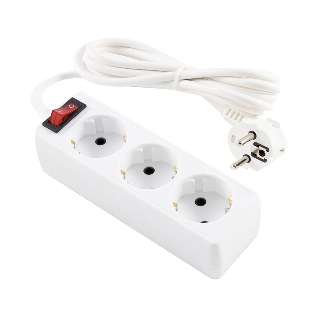 Удлинитель с выключателем "engy гранд" 2 м, 3 розетки с заземл. (пвс 3 х 0,75) белый (1/30)